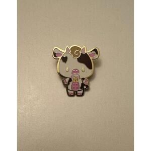 Black and pink cow enamel pin strawberry cow